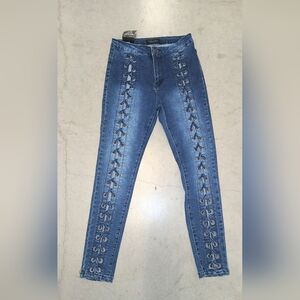 New American Bazi Women's Front Cutout Skinny Pants  Size Small